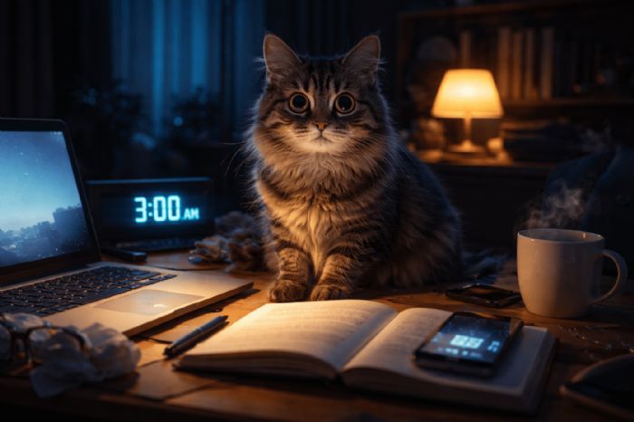 半夜不睡的貓咪在想什麼？常見原因與改善技巧一次搞懂