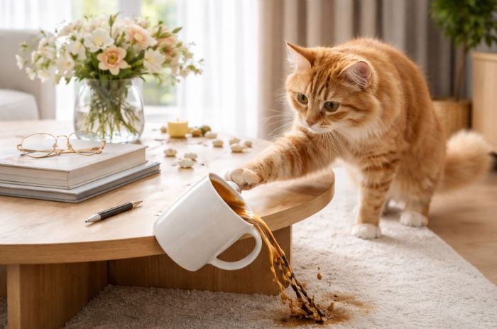 貓咪為什麼愛把東西推下去？真相可能很單純